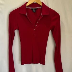 Abercrombie & Fitch Vibrant Red Long Sleeve Shirt
